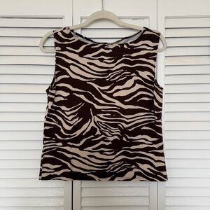 Reformation Dusk Knit Top in Brown Zebra